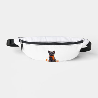 Affenpinscher With Heart Made Of Autumn Leaves Fanny Pack