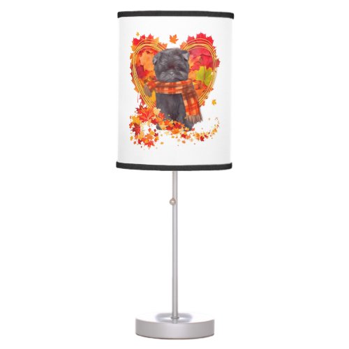 Affenpinscher With Heart Made Of Autumn Leaves Table Lamp