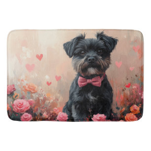 Affenpinscher with Roses - Valentine's Day Bath Mat