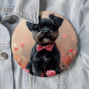 Affenpinscher with Roses - Valentine's Day Button