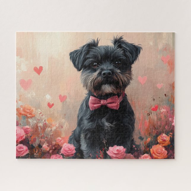 Affenpinscher with Roses - Valentine's Day Jigsaw Puzzle (Horizontal)