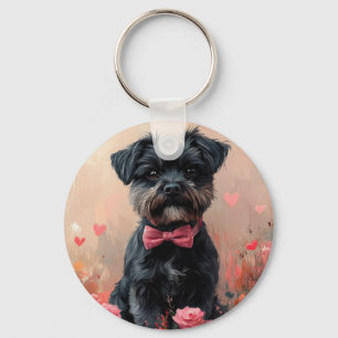 Affenpinscher with Roses - Valentine's Day Keychain
