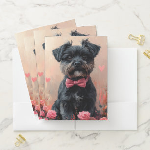 Affenpinscher with Roses - Valentine's Day Pocket Folder