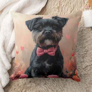 Affenpinscher with Roses - Valentine's Day Throw Pillow