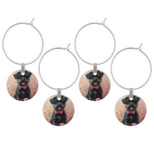 Affenpinscher with Roses - Valentine's Day Wine Charm