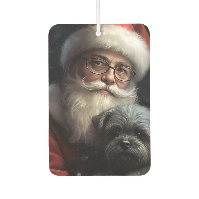 Affenpinscher with Santa Claus Festive Christmas Air Freshener (Front)
