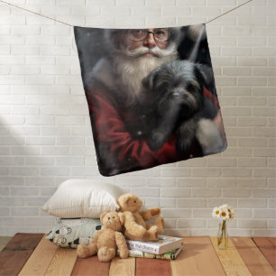 Affenpinscher with Santa Claus Festive Christmas Baby Blanket