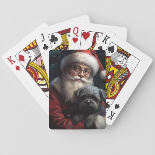 Affenpinscher with Santa Claus Festive Christmas Poker Cards