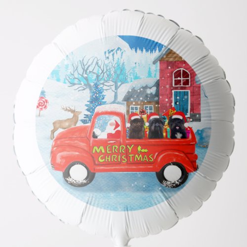 Affenpinschers Dog in Christmas Delivery Truck Balloon