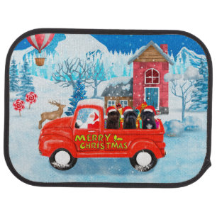 Affenpinschers Dog in Christmas Delivery Truck Car Floor Mat