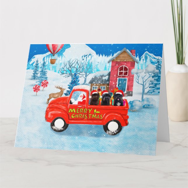 Affenpinschers Dog in Christmas Delivery Truck Card (Front)