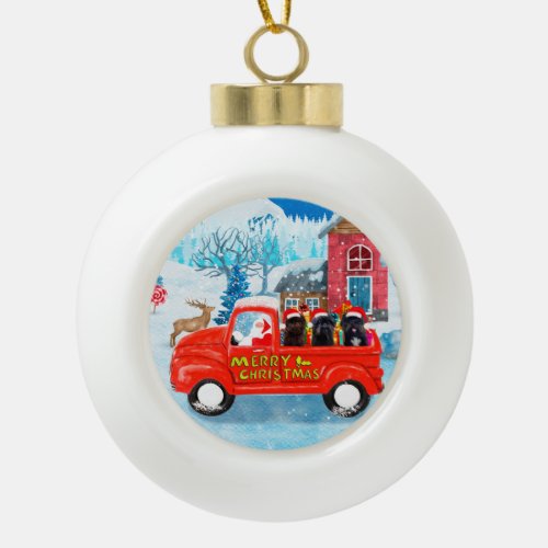 Affenpinschers Dog in Christmas Delivery Truck Ceramic Ball Christmas Ornament