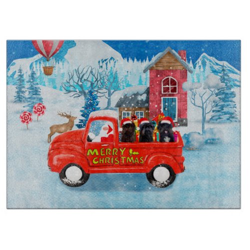 Affenpinschers Dog in Christmas Delivery Truck Cutting Board