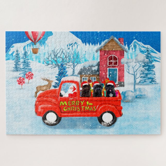 Affenpinschers Dog in Christmas Delivery Truck Jigsaw Puzzle (Horizontal)