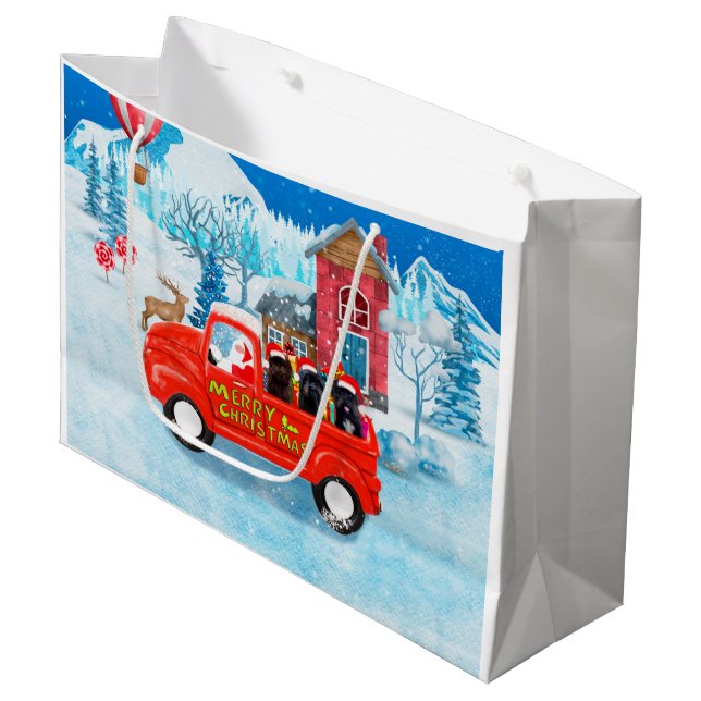 Affenpinschers Dog in Christmas Delivery Truck Large Gift Bag (Front Angled)