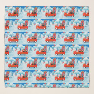 Affenpinschers Dog in Christmas Delivery Truck Scarf