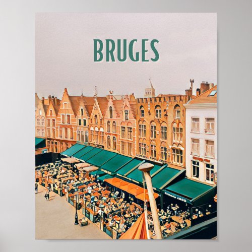 Affiche Bruges Belgique Photo Vintage  Poster