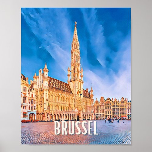 Affiche Bruxelles Belgique Photo Vintage  Poster