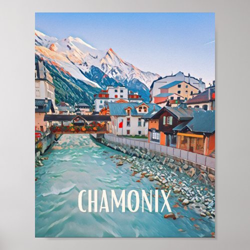 Affiche Chamonix Station de ski  Poster