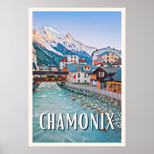 Affiche Chamonix Station de ski  Poster