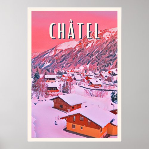 Affiche Chtel Station de ski  Poster