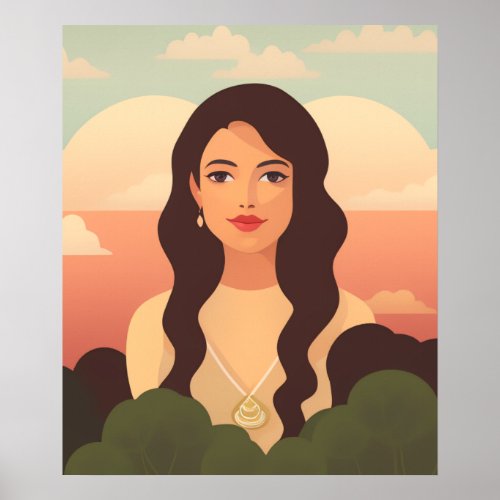 Affiche Femme au coucher de soleil Poster
