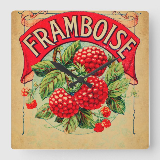 Affiche framboise, fruit, strawberry, raspberry square wall clock (Front)