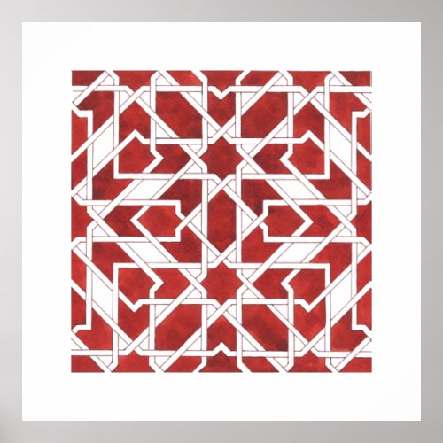 Affiche Mosaque marocaine rouge ZELLIGE Poster