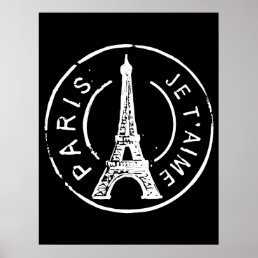 Affiche original Tampon Tour Eiffel Paris  Poster