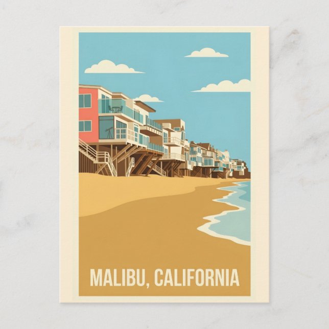 Affiche Vintage Malibu California Postcard (Front)