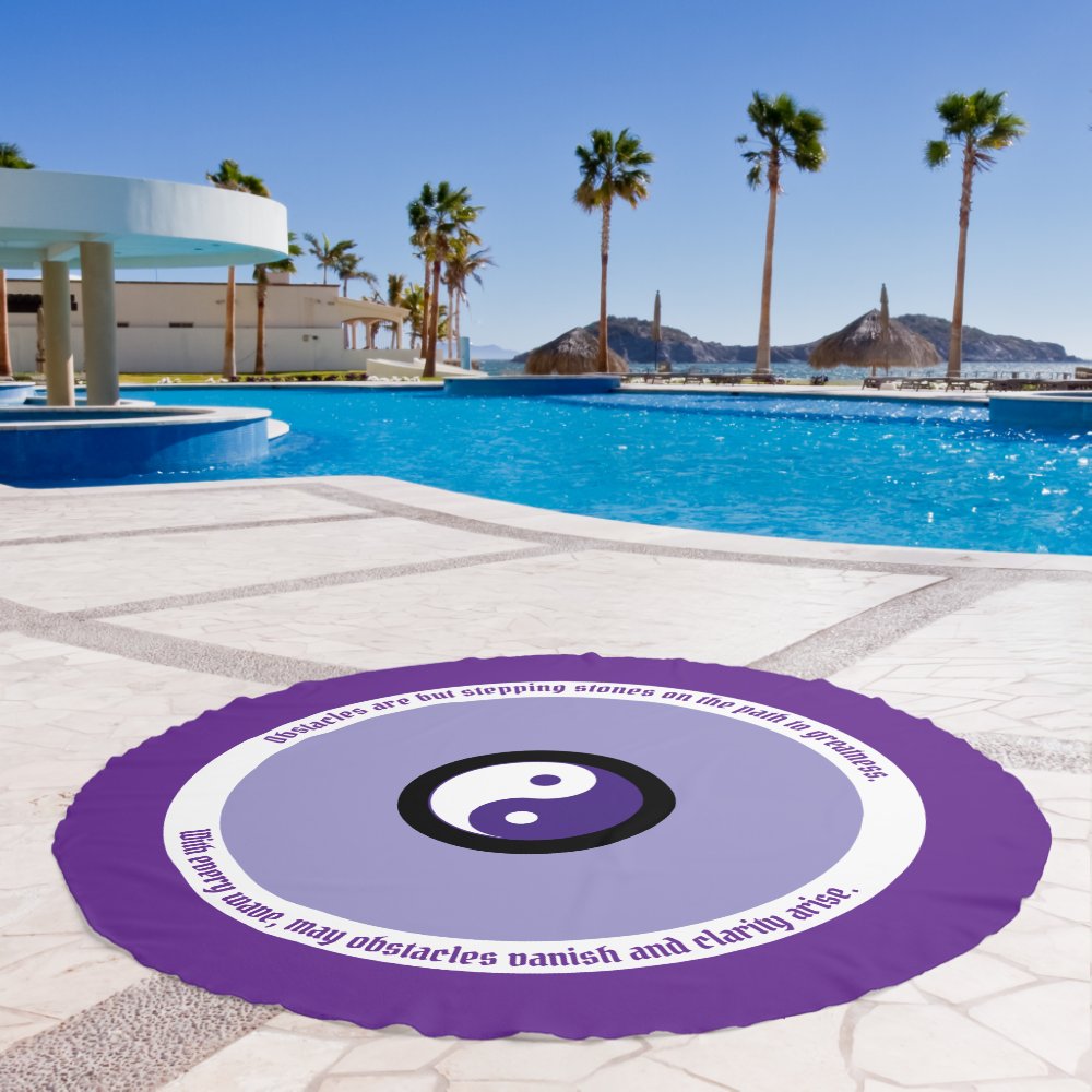 Affirm Wisdom & Imagination Purple Evil Eye Round Beach Towel