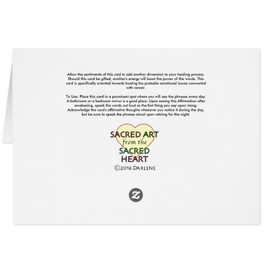 Affirmation Card for the Healing of Cancer (Back Horizontal)