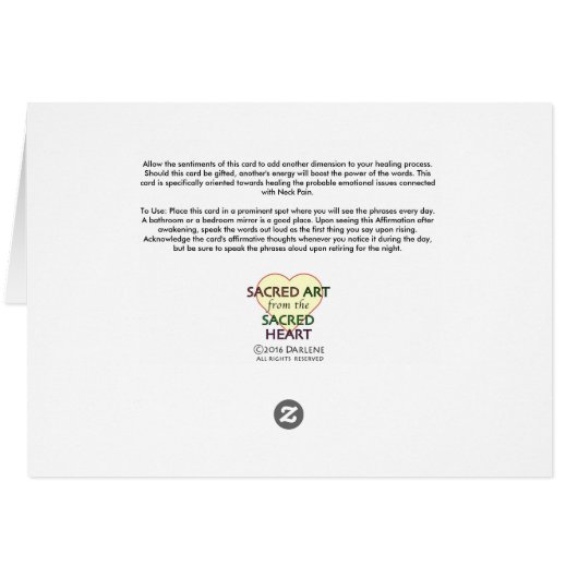 Affirmation Card for the Healing of Neck Pain (Back Horizontal)