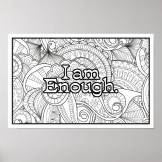 Affirmation Coloring Poster - I Am Enough