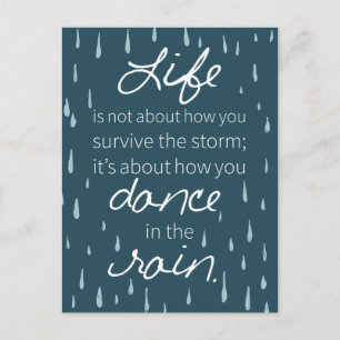 Affirmation Dance in the Rain Inspirational Quotes Postcard