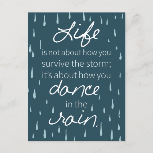 Affirmation Dance in the Rain Inspirational Quotes Postcard