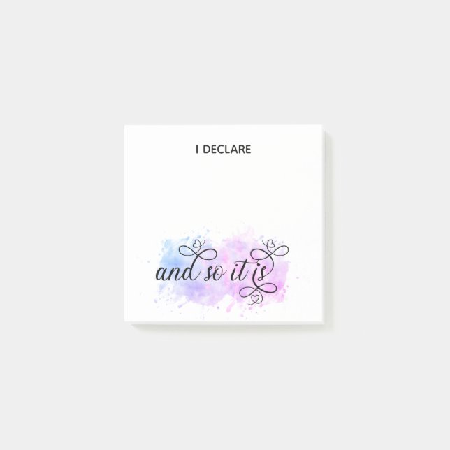 *~*  Affirmation Intention Abstract Blob I DECLARE Post-it Notes (Front)