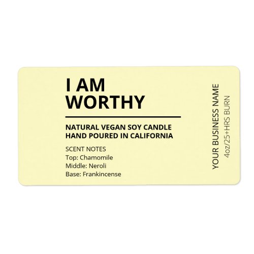 Affirmation Minimalist Yellow Candle Labels