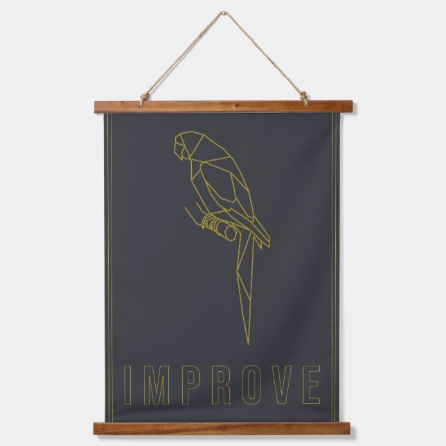 Affirmation poster of a yellow origami parrot hanging tapestry (Front)