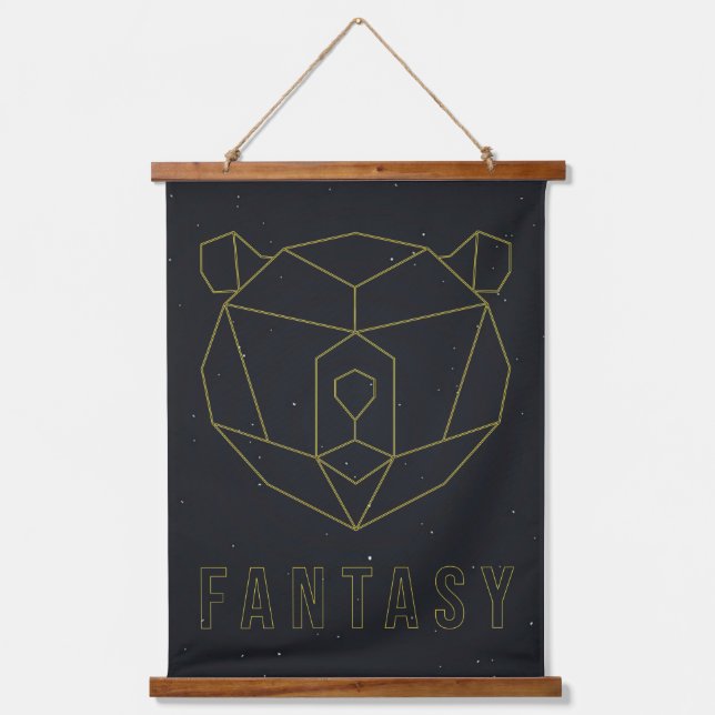 Affirmation poster yellow origami bear fantasy hanging tapestry (Front)
