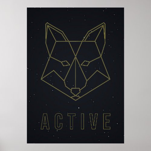 Affirmation poster yellow origami fox active