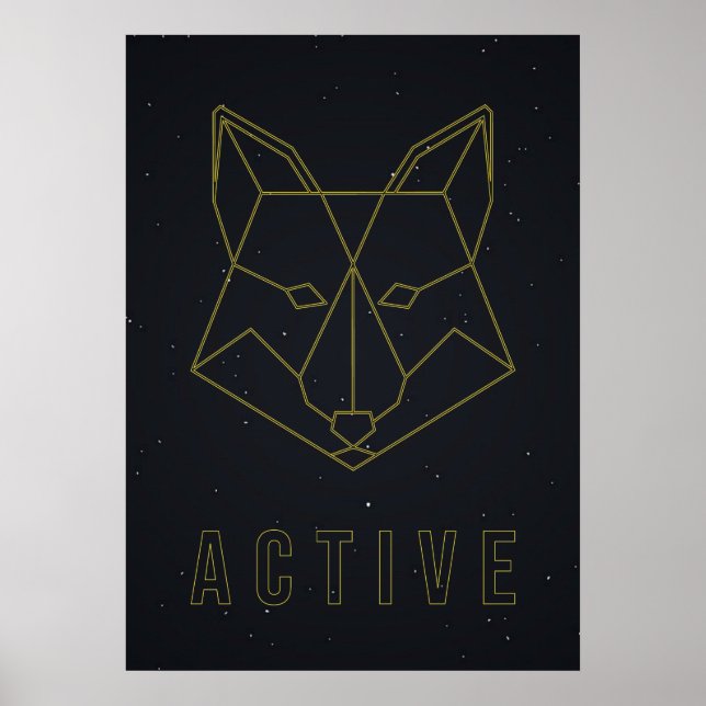 Affirmation poster yellow origami fox active (Front)