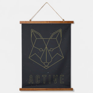 Affirmation poster yellow origami fox active hanging tapestry