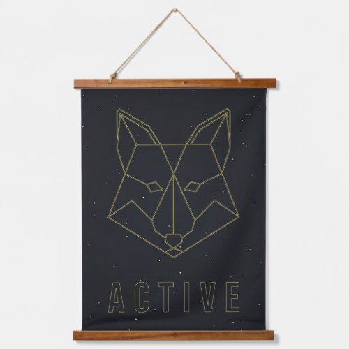 Affirmation poster yellow origami fox active hanging tapestry