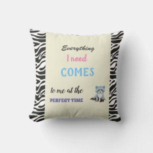 Affirmation raccoon throw pillow