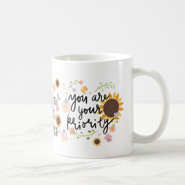 Affirmation Sunflower Flower Design Coffee Mug (Right)