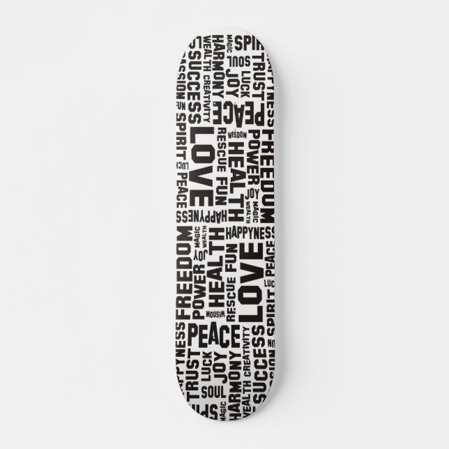 affirmations black - background clear skateboard deck (Front)
