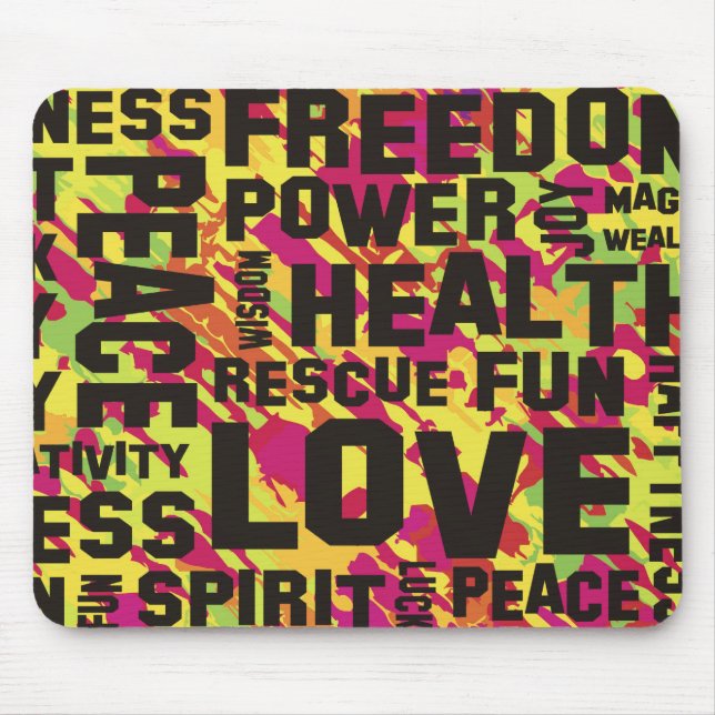 affirmations black - pink green splatter mouse pad (Front)