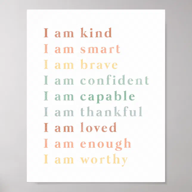 Affirmations Chart Illustration Classroom Art | Zazzle