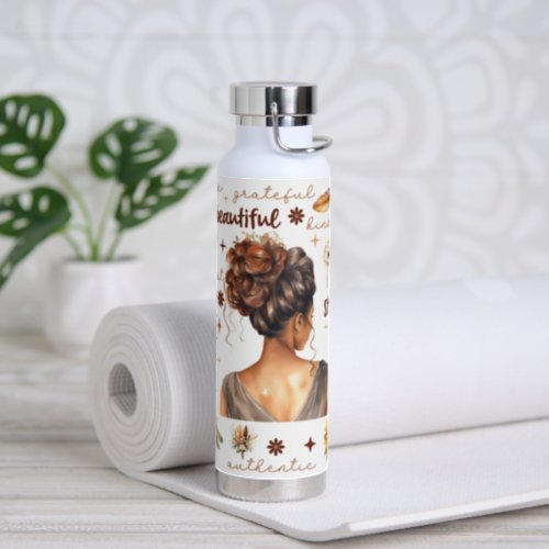 Affirmations Ethnic Woman Updo Water Bottle